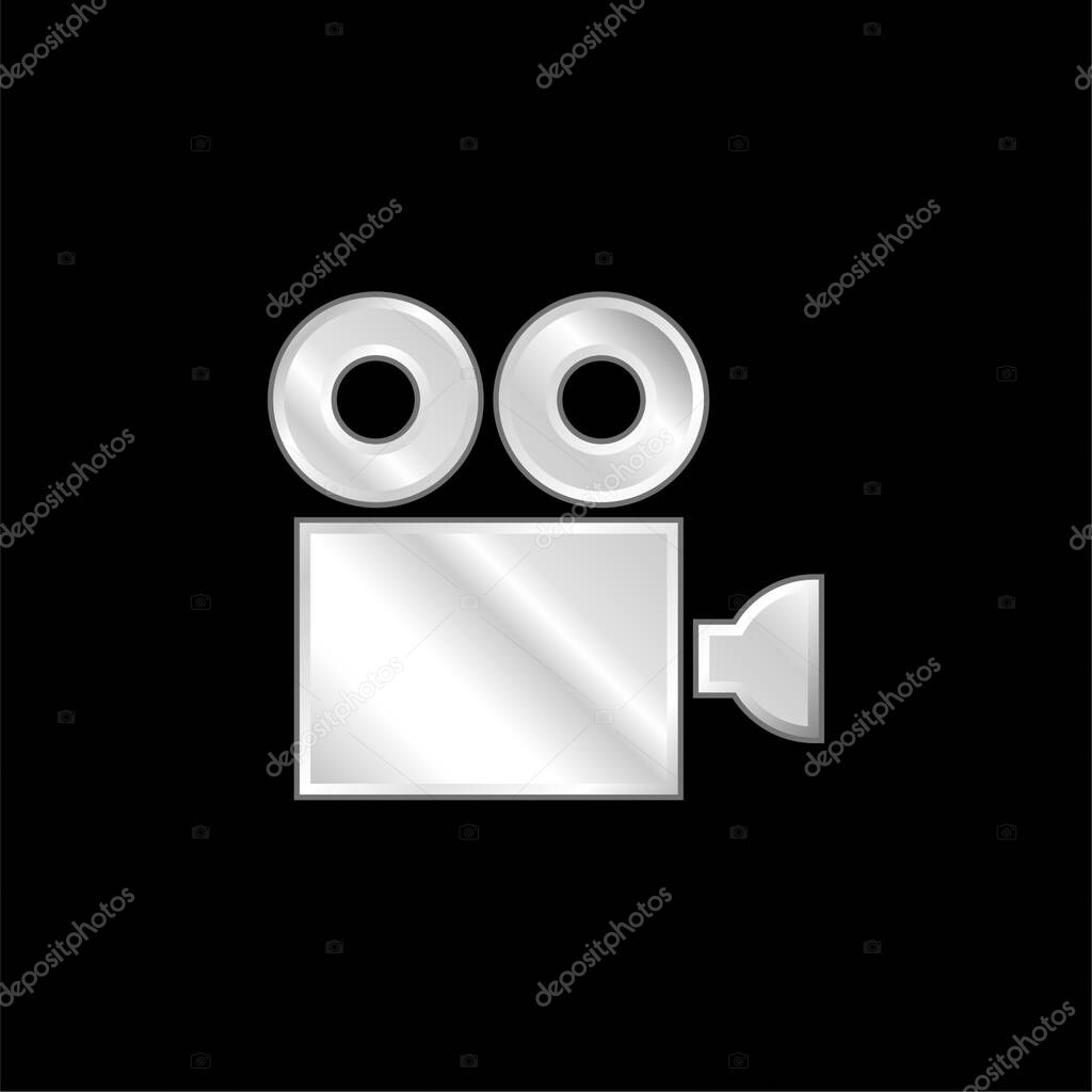 Antique Cinema Camera silver plated metallic icon