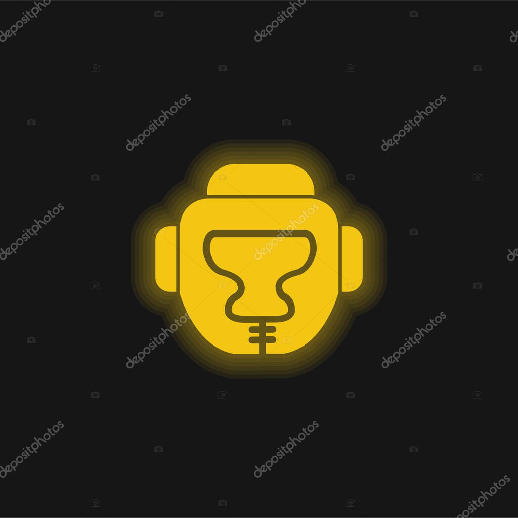 Boxing yellow glowing neon icon