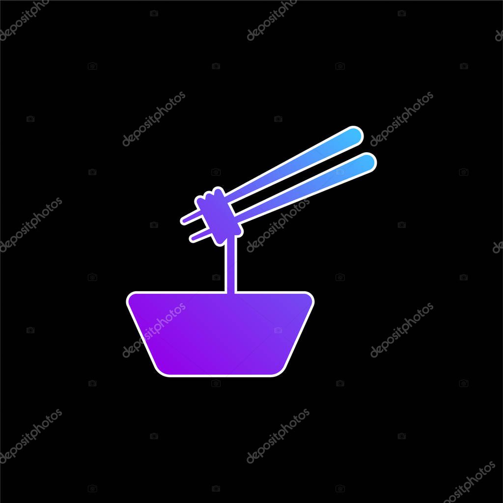 Bowl Of Ramen With Chopsticks blue gradient vector icon