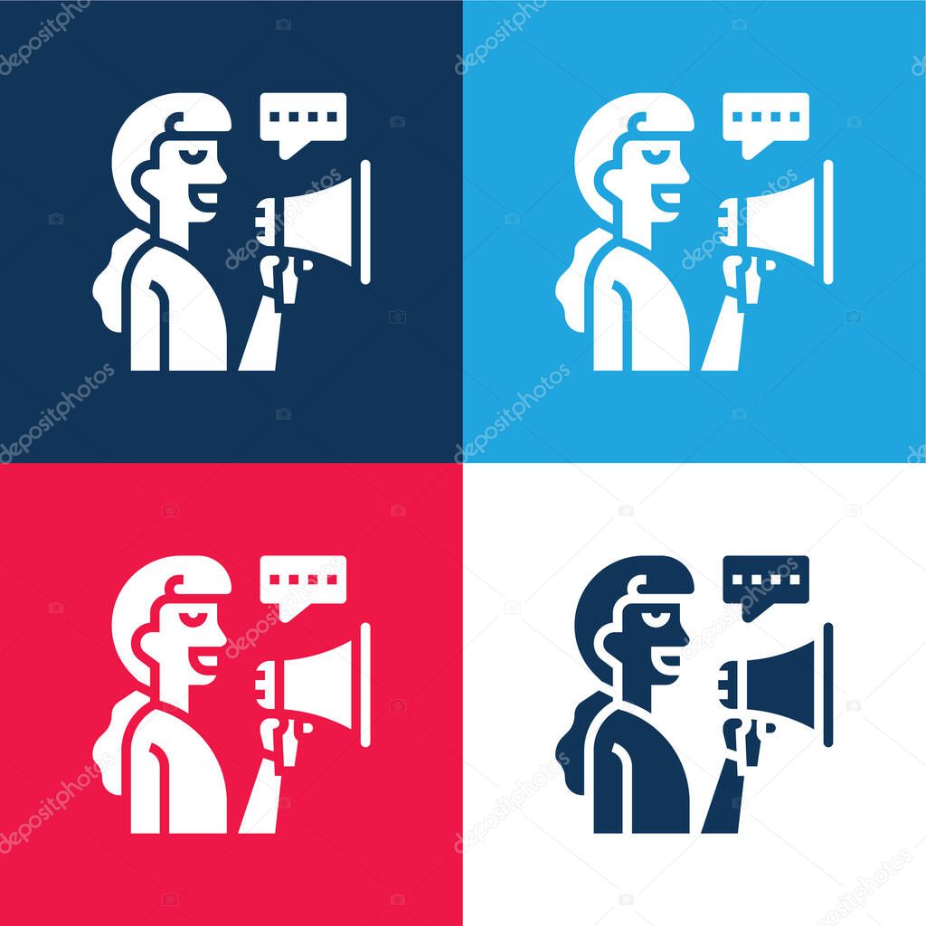 Advertising blue and red four color minimal icon set