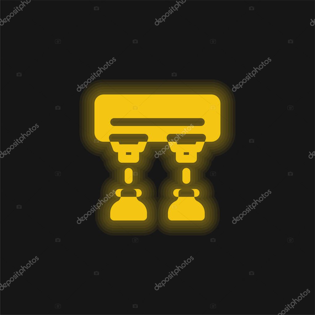 Assembly Line yellow glowing neon icon