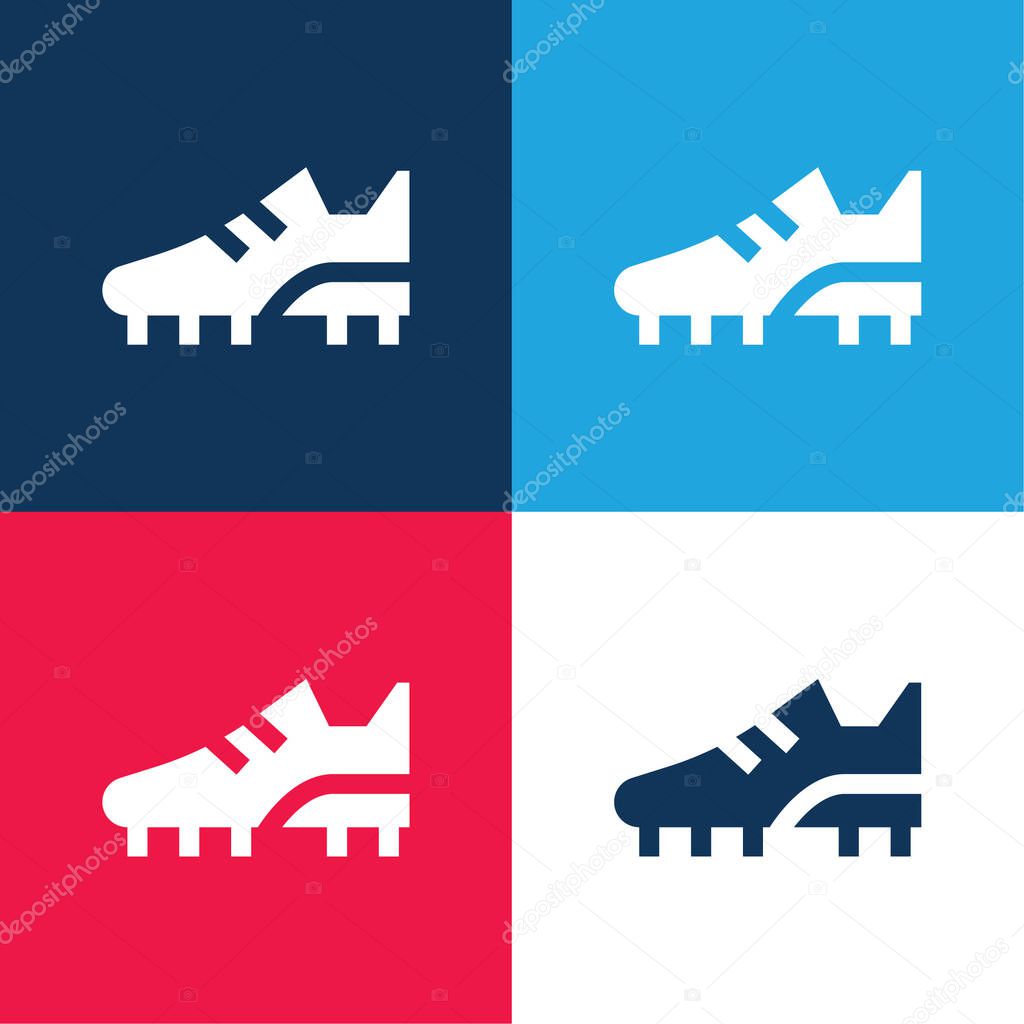 Boots blue and red four color minimal icon set