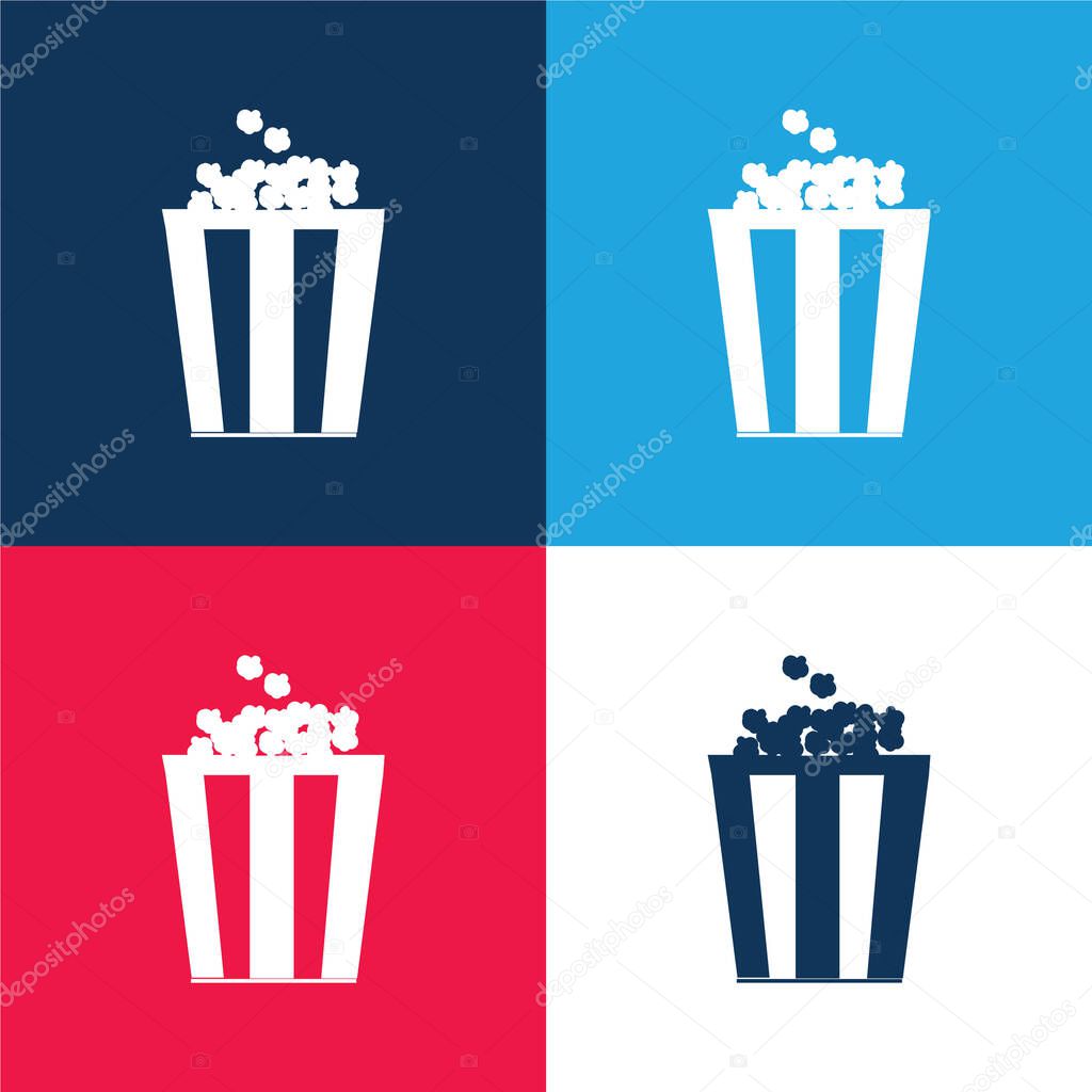 Box Of Popcorn blue and red four color minimal icon set