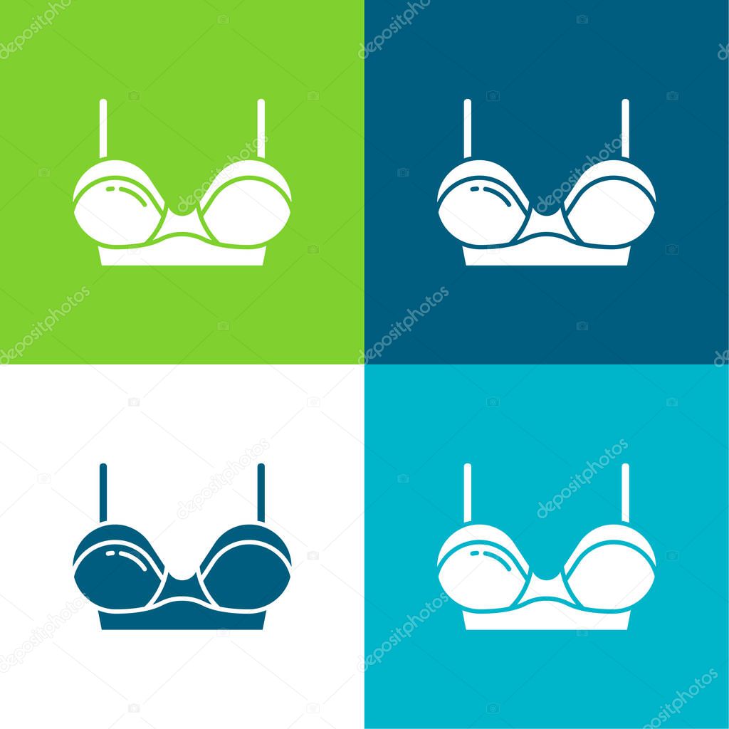 Bra Flat four color minimal icon set
