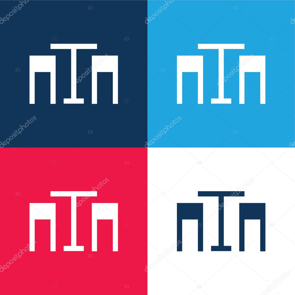 Bar blue and red four color minimal icon set