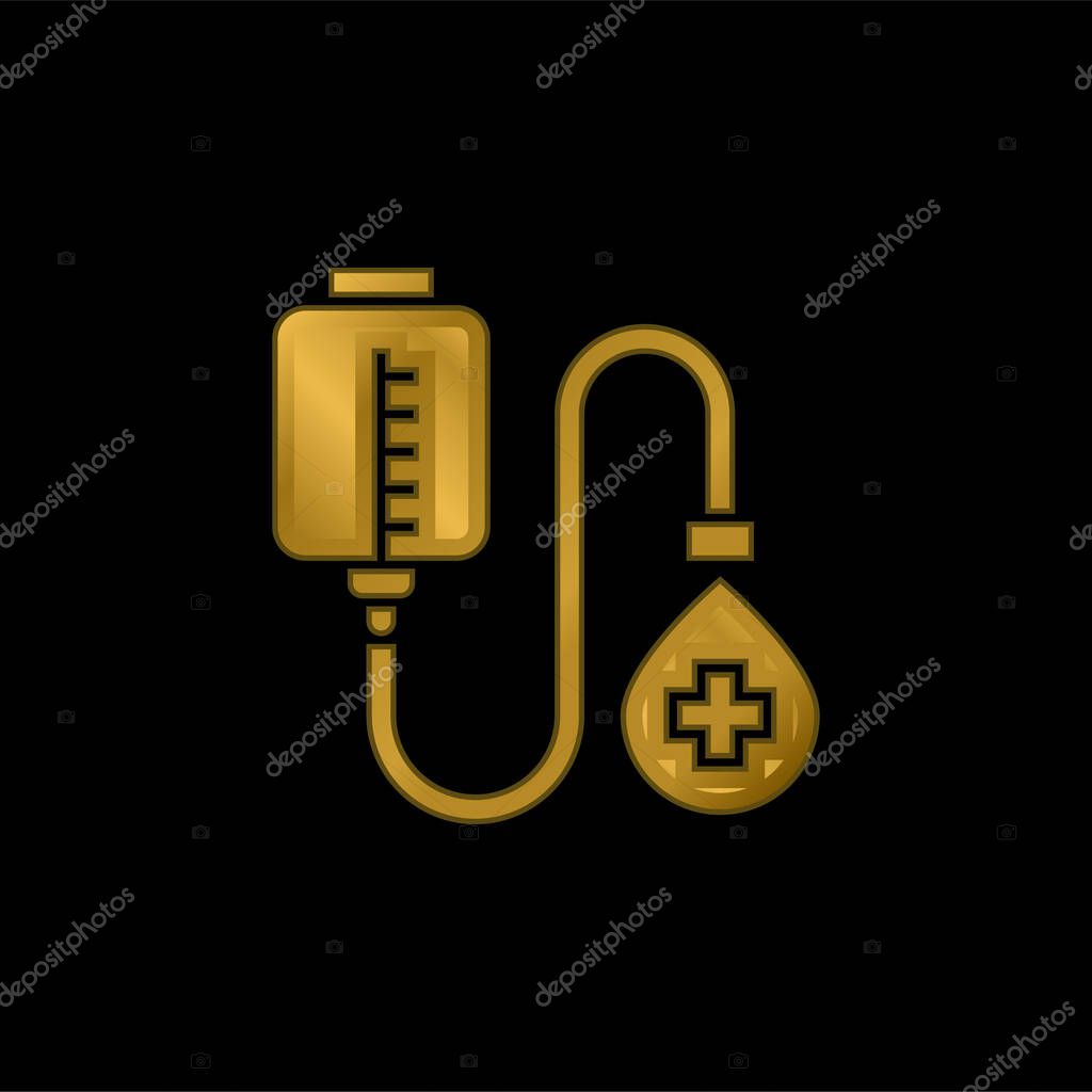 Blood Donation gold plated metalic icon or logo vector