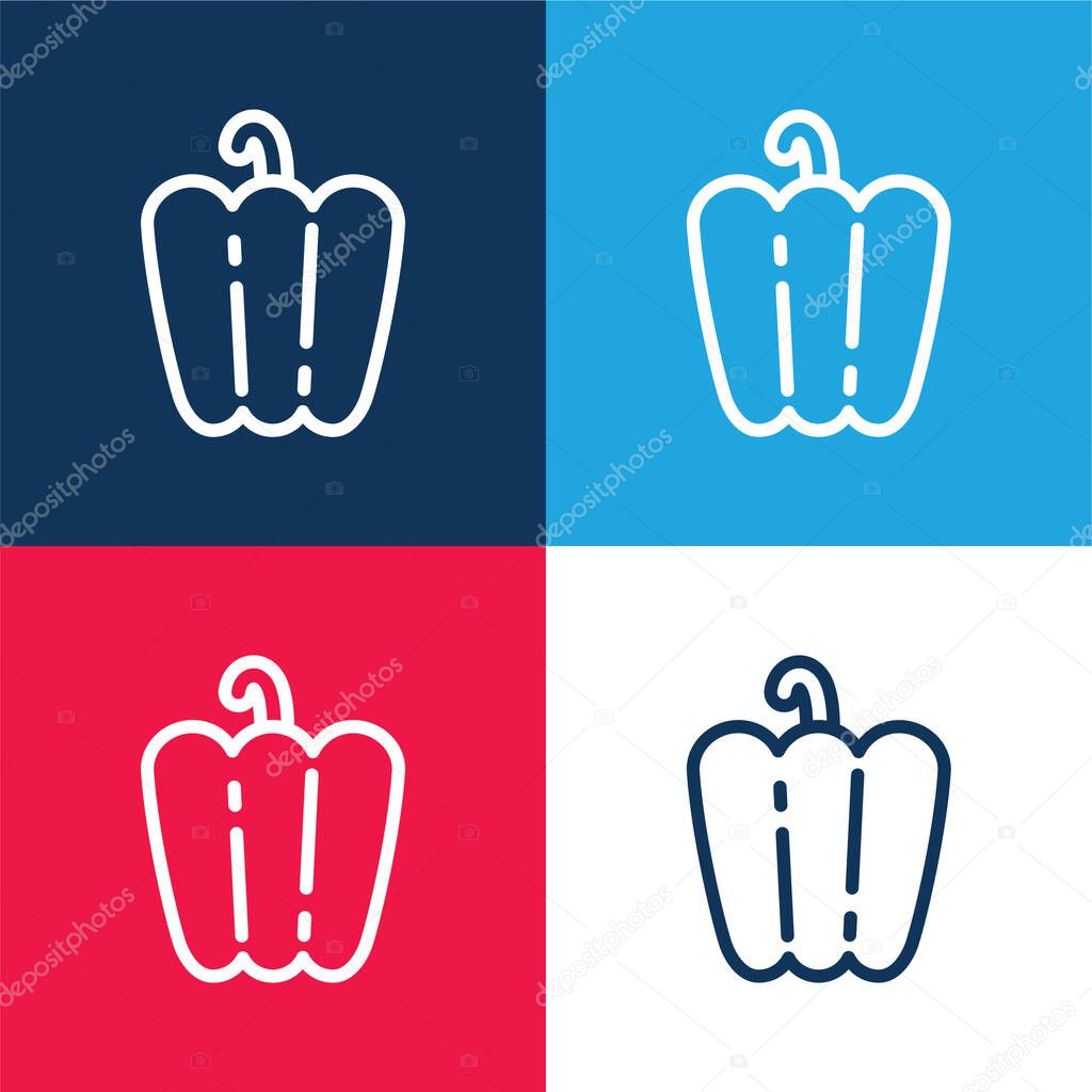 Bell Pepper blue and red four color minimal icon set