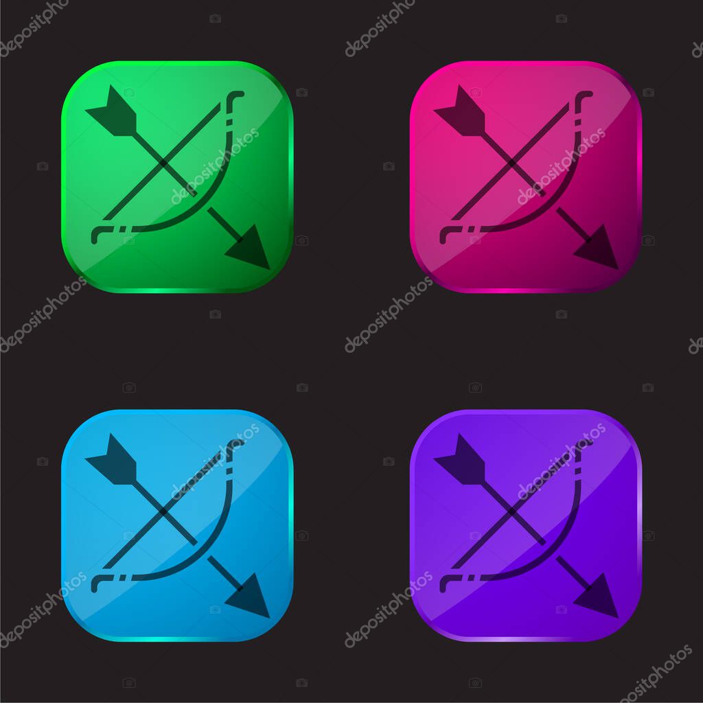 Archery four color glass button icon