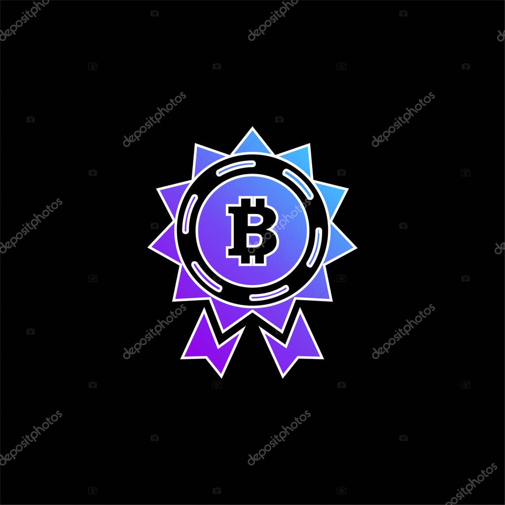 Bitcoin Reward Label blue gradient vector icon