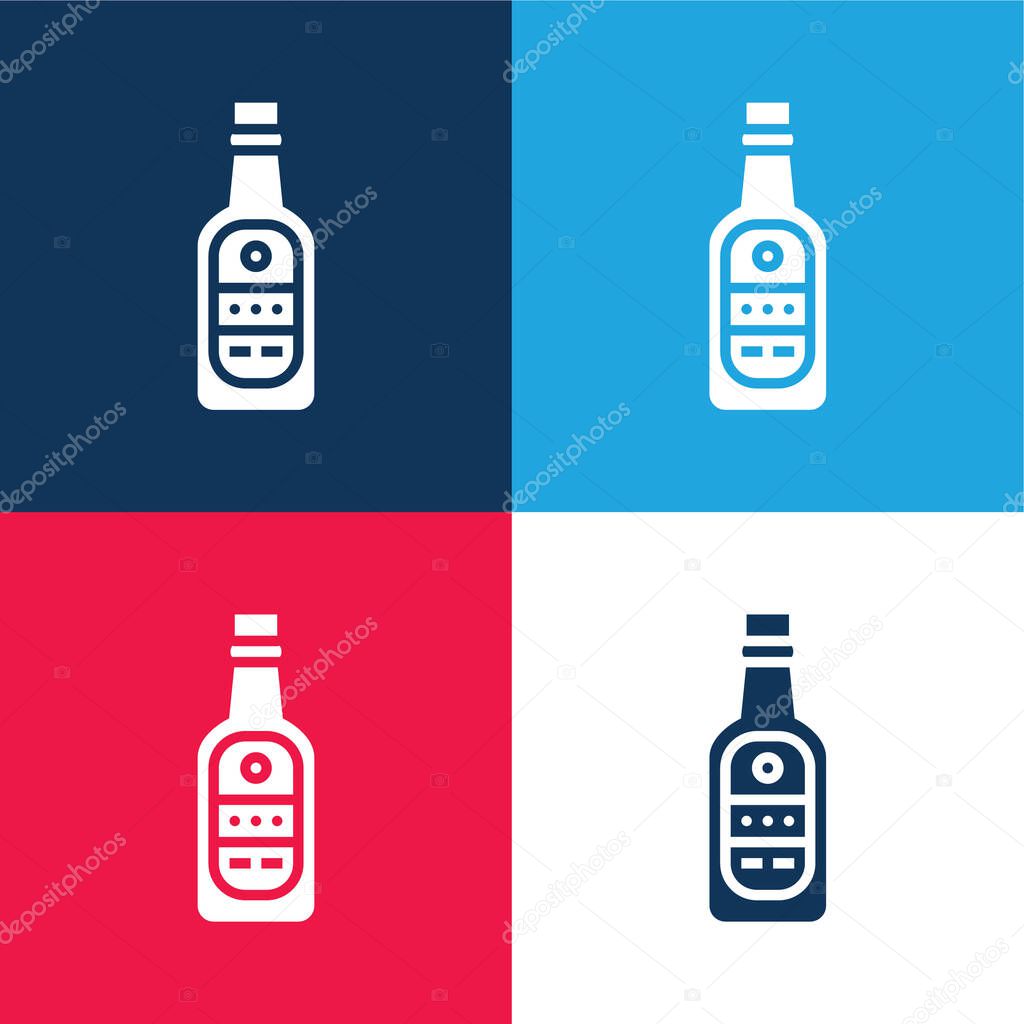 Beer blue and red four color minimal icon set