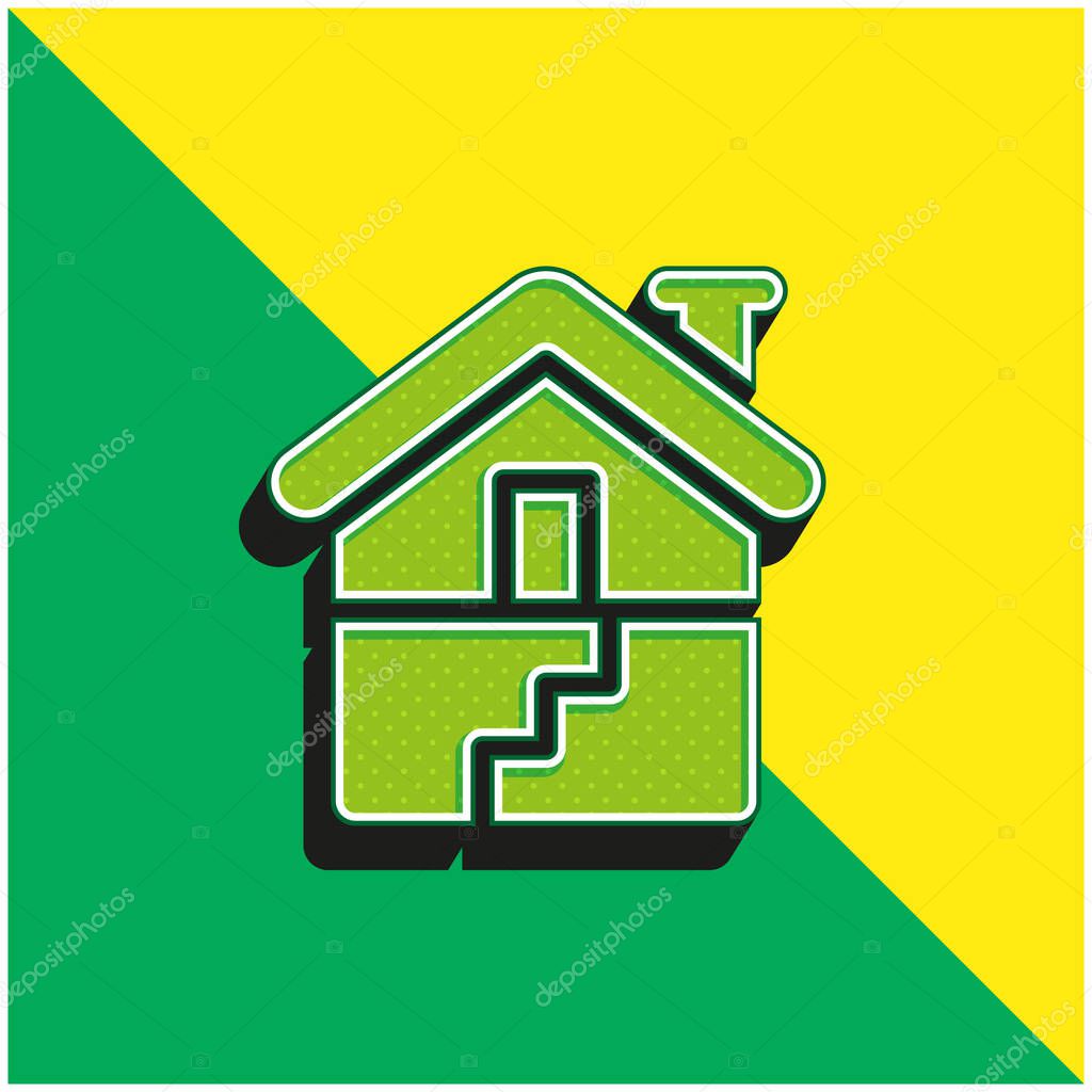 Basement Green and yellow modern 3d vector icon logo