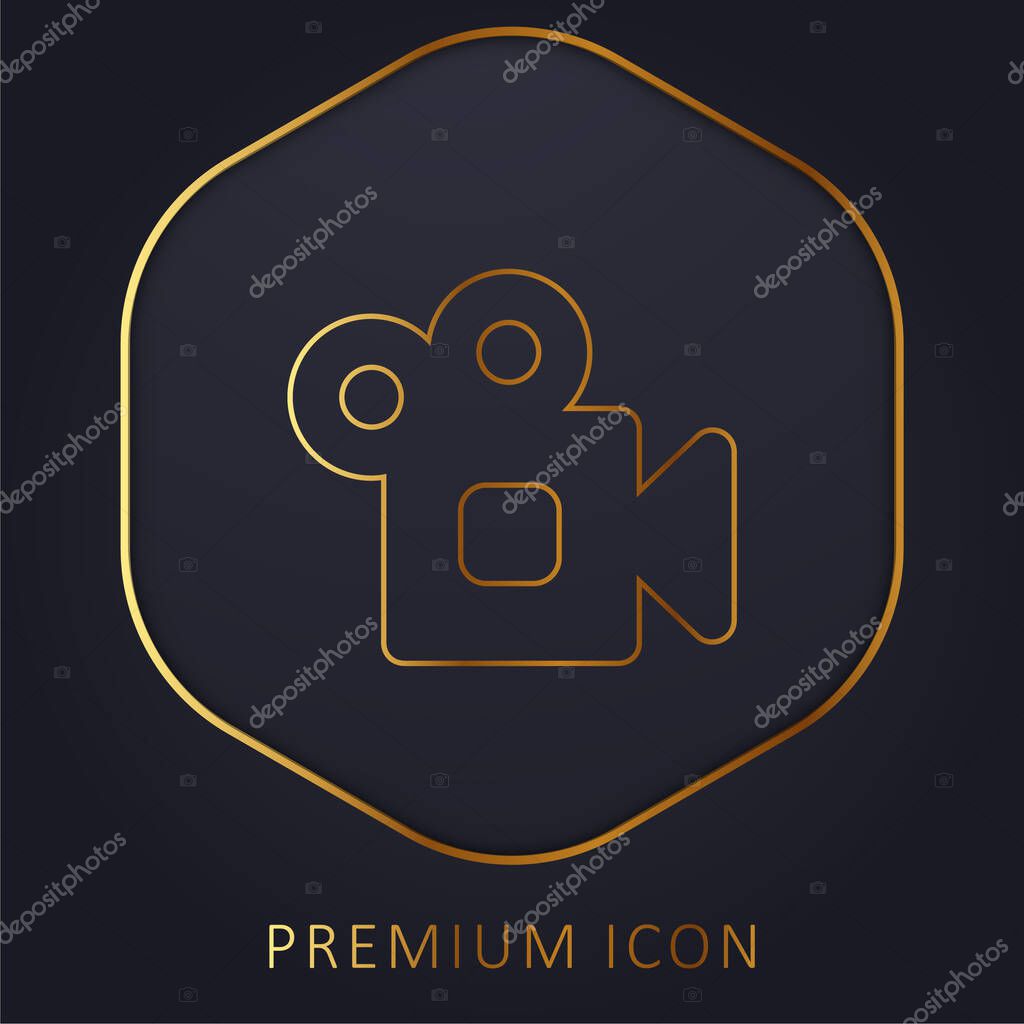 Analogic Video Camera golden line premium logo or icon