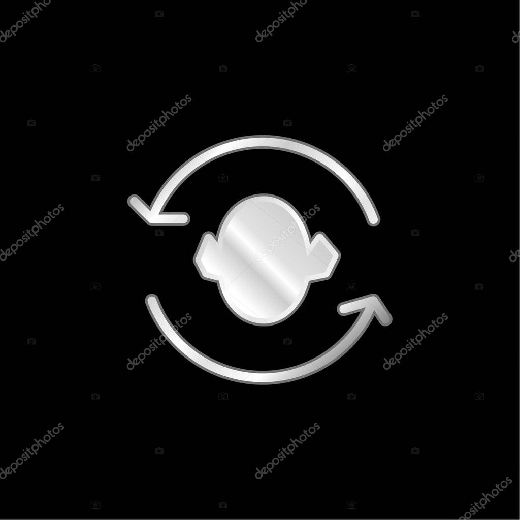 Arrows Couple Around A Head Silhouette silver plated metallic icon