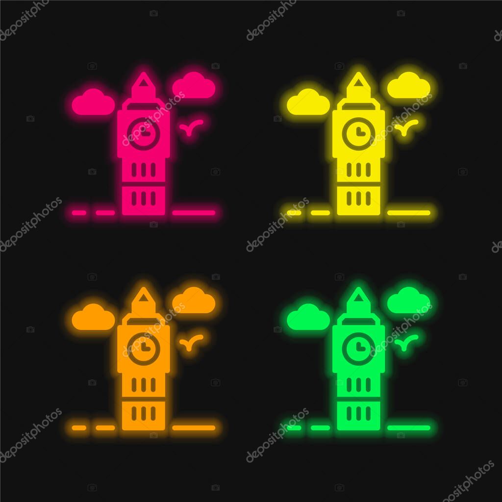 Big Ben golden line premium logo or icon