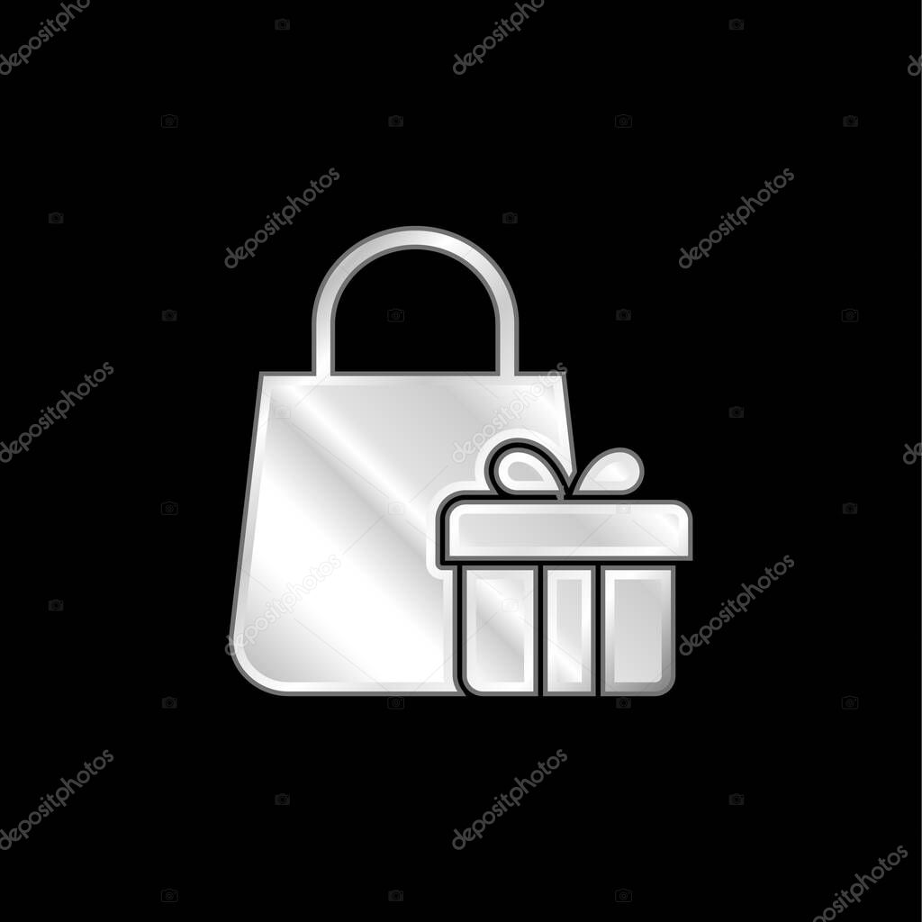 Bag silver plated metallic icon