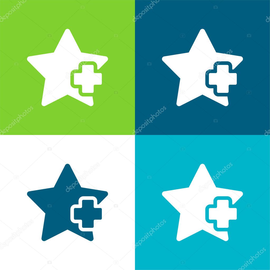 Add Star Flat four color minimal icon set