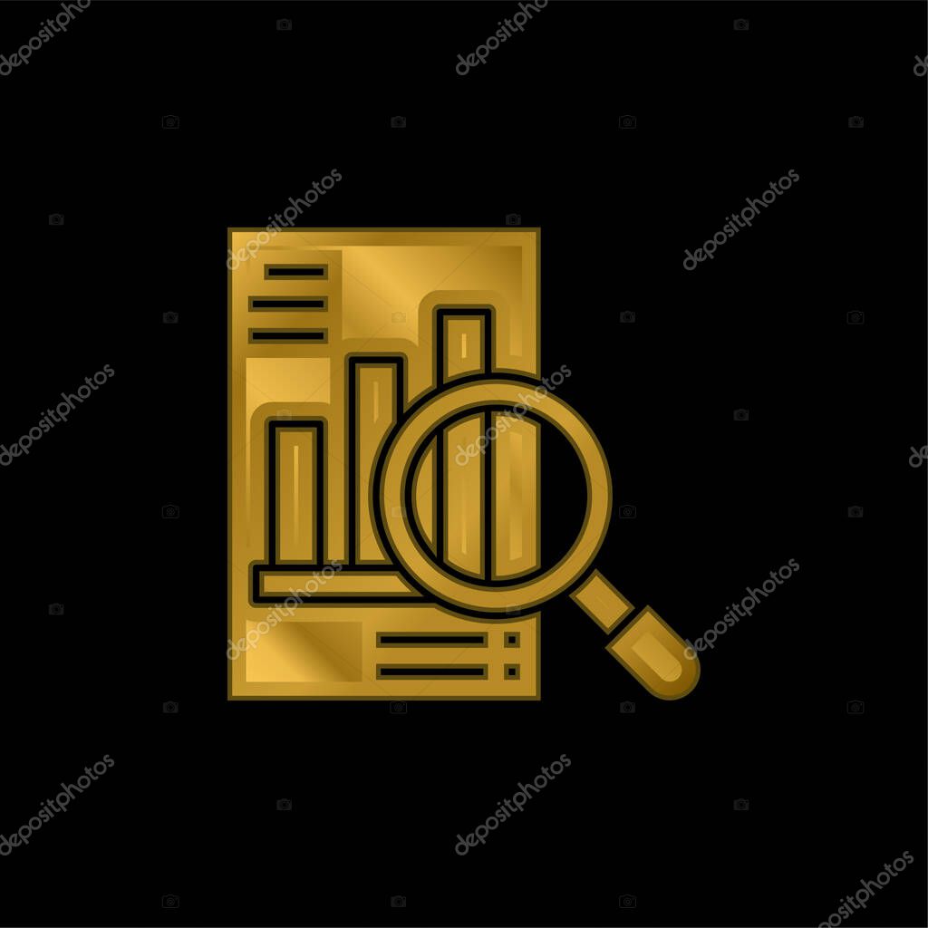 Analysis gold plated metalic icon or logo vector