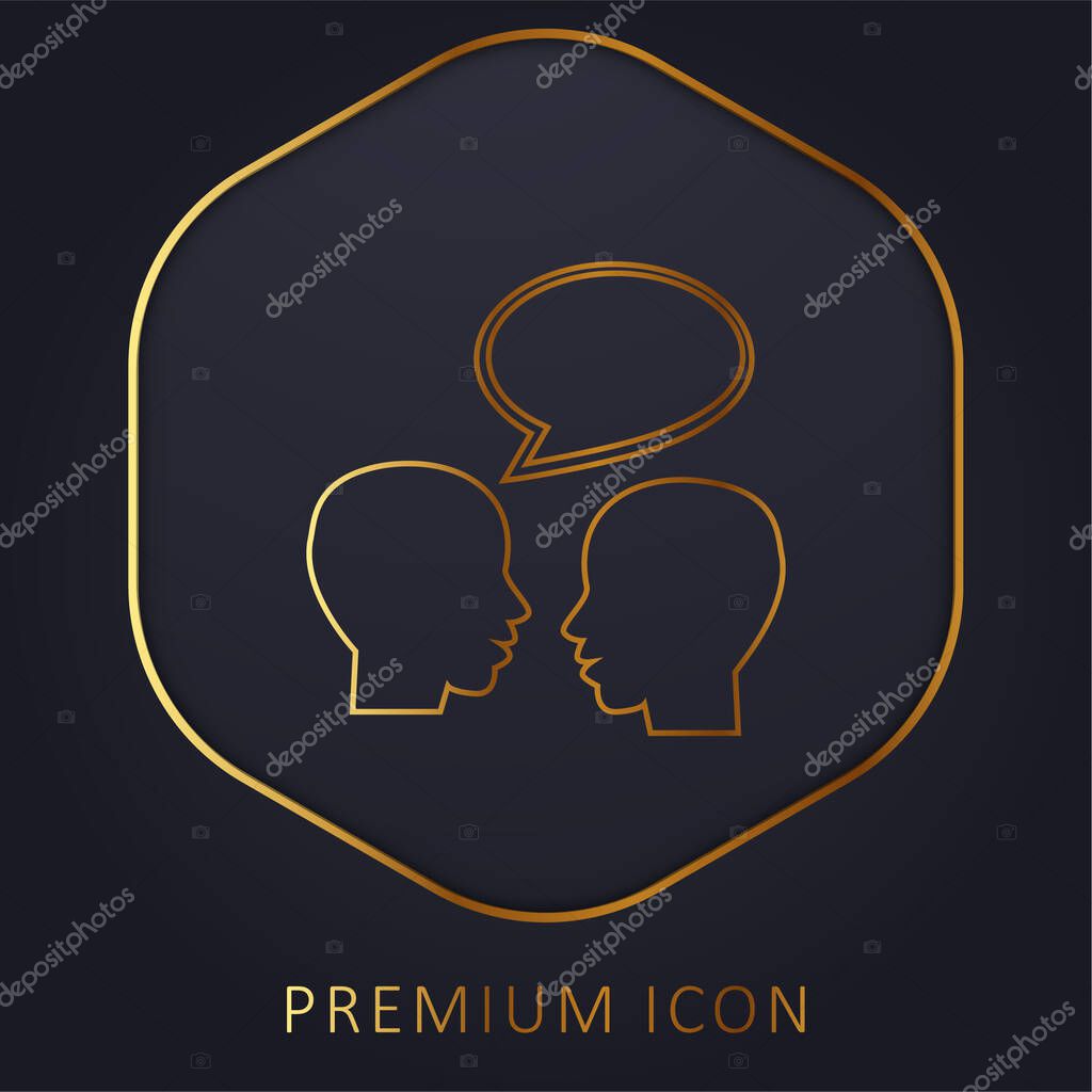 Bald Professors Talking golden line premium logo or icon