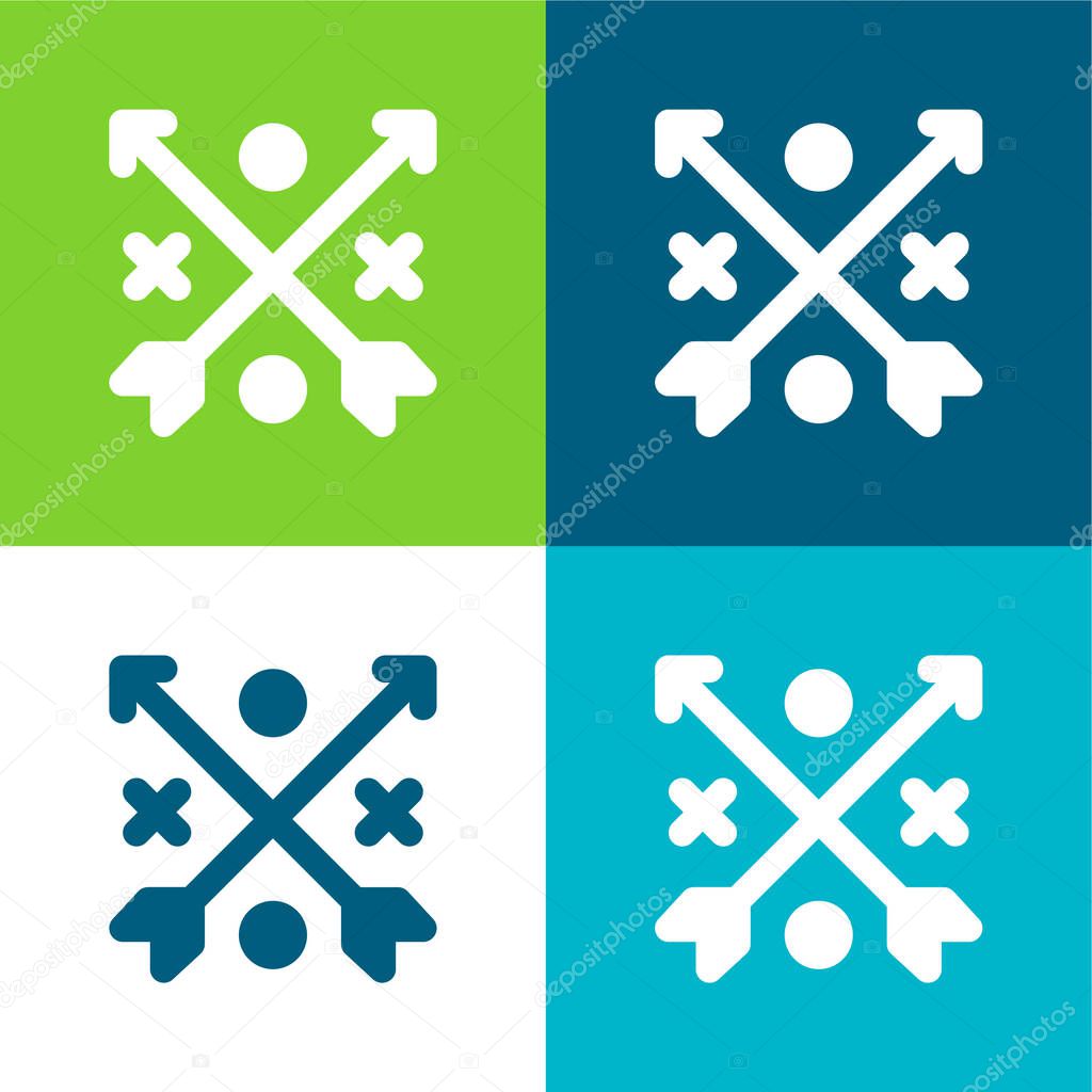Arrows Flat four color minimal icon set