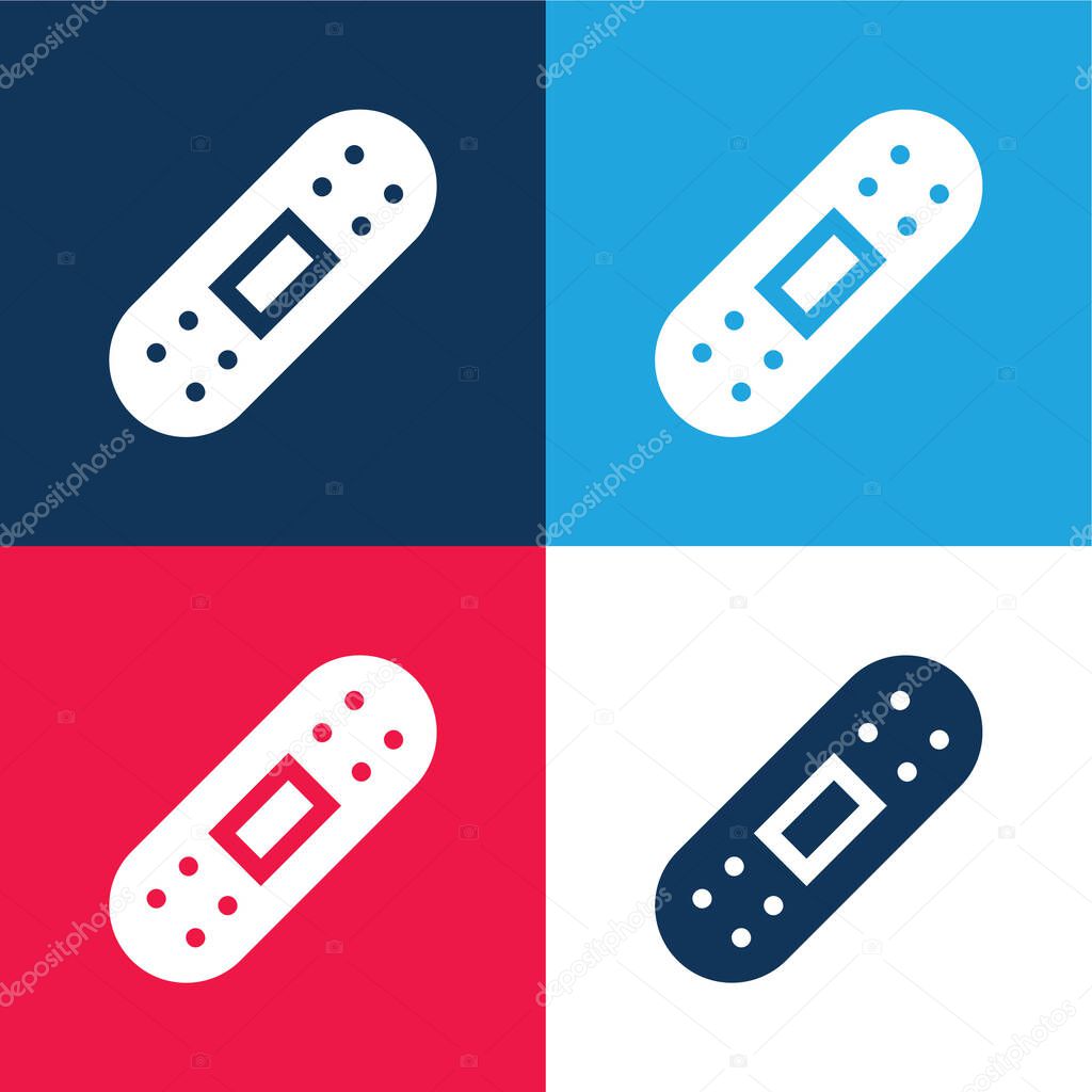 Band Aid blue and red four color minimal icon set