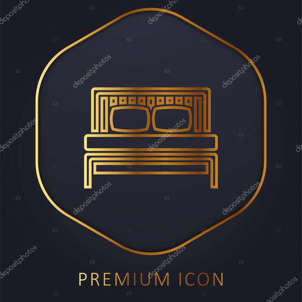 Bed golden line premium logo or icon