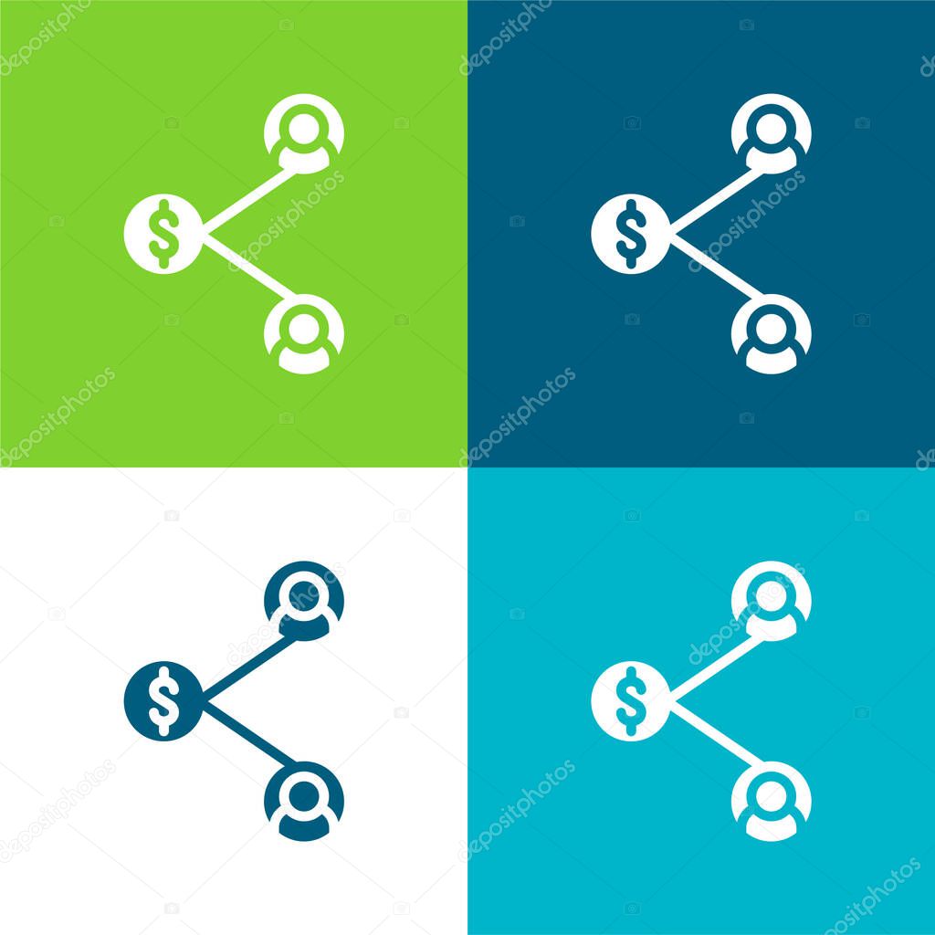 Affiliate Marketing Flat four color minimal icon set