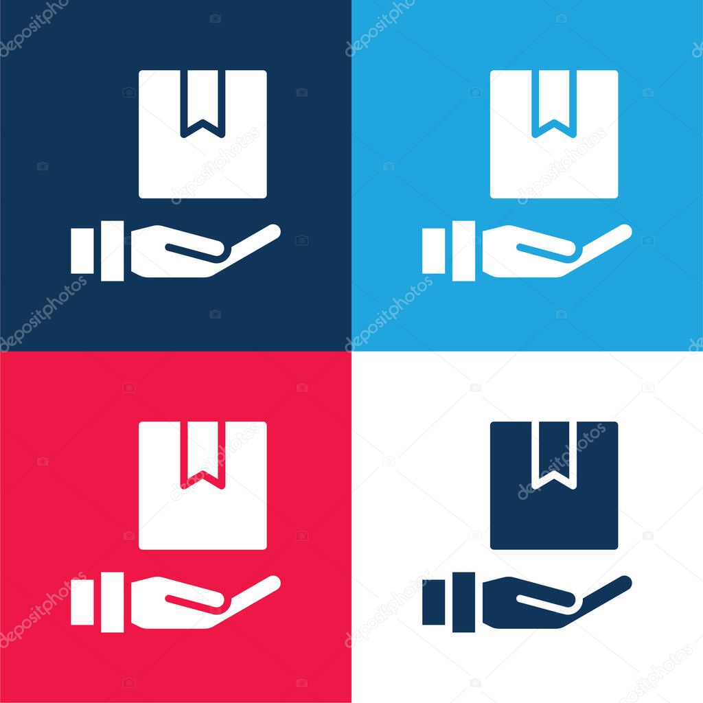 Box blue and red four color minimal icon set