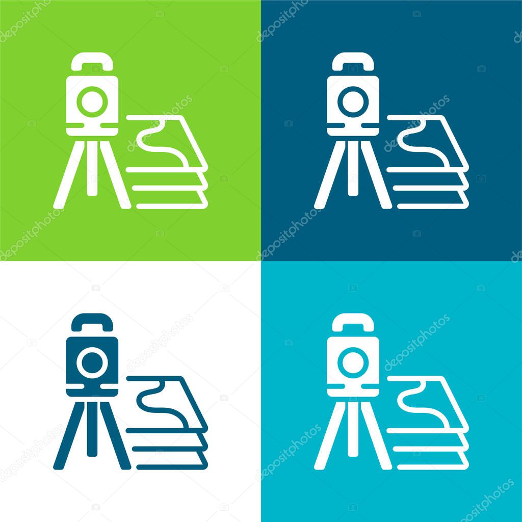 3d Scanner Flat four color minimal icon set