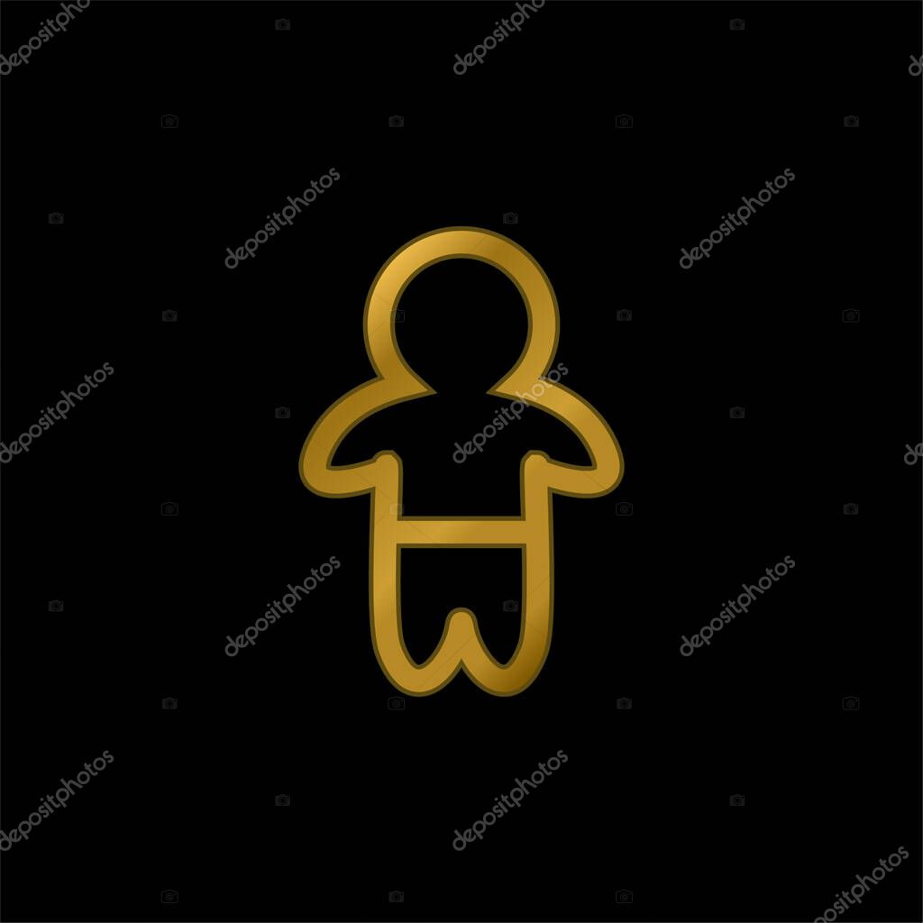 Baby Standing Outline With Pants gold plated metalic icon or logo vector