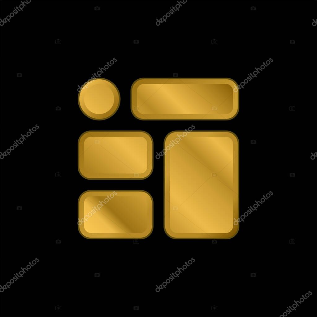 Blocks gold plated metalic icon or logo vector