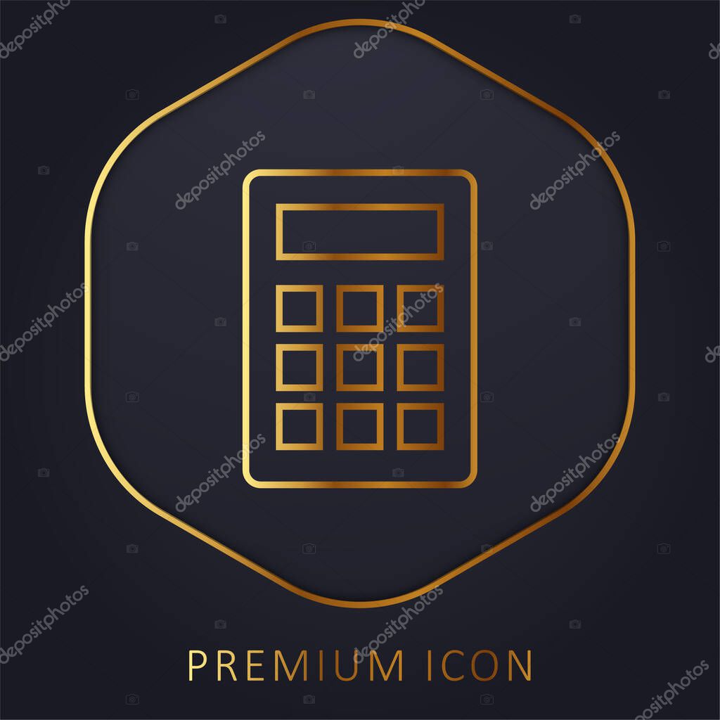 Basic Calculator golden line premium logo or icon