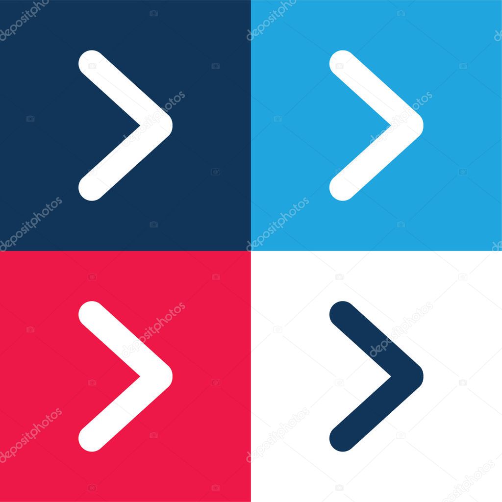 Arrow Angle Pointing To Right blue and red four color minimal icon set