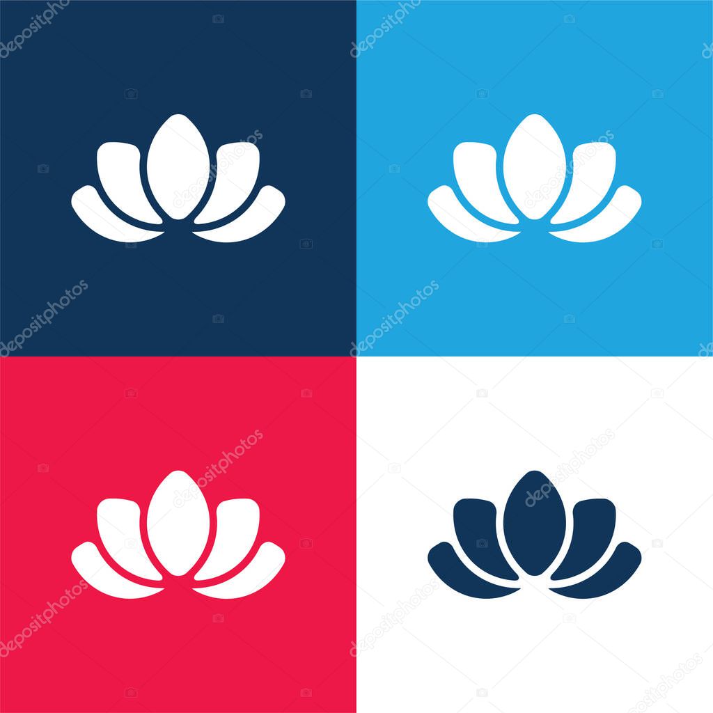 Beautiful Lotus Flower blue and red four color minimal icon set