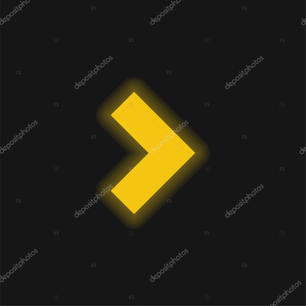 Backward Arrow yellow glowing neon icon