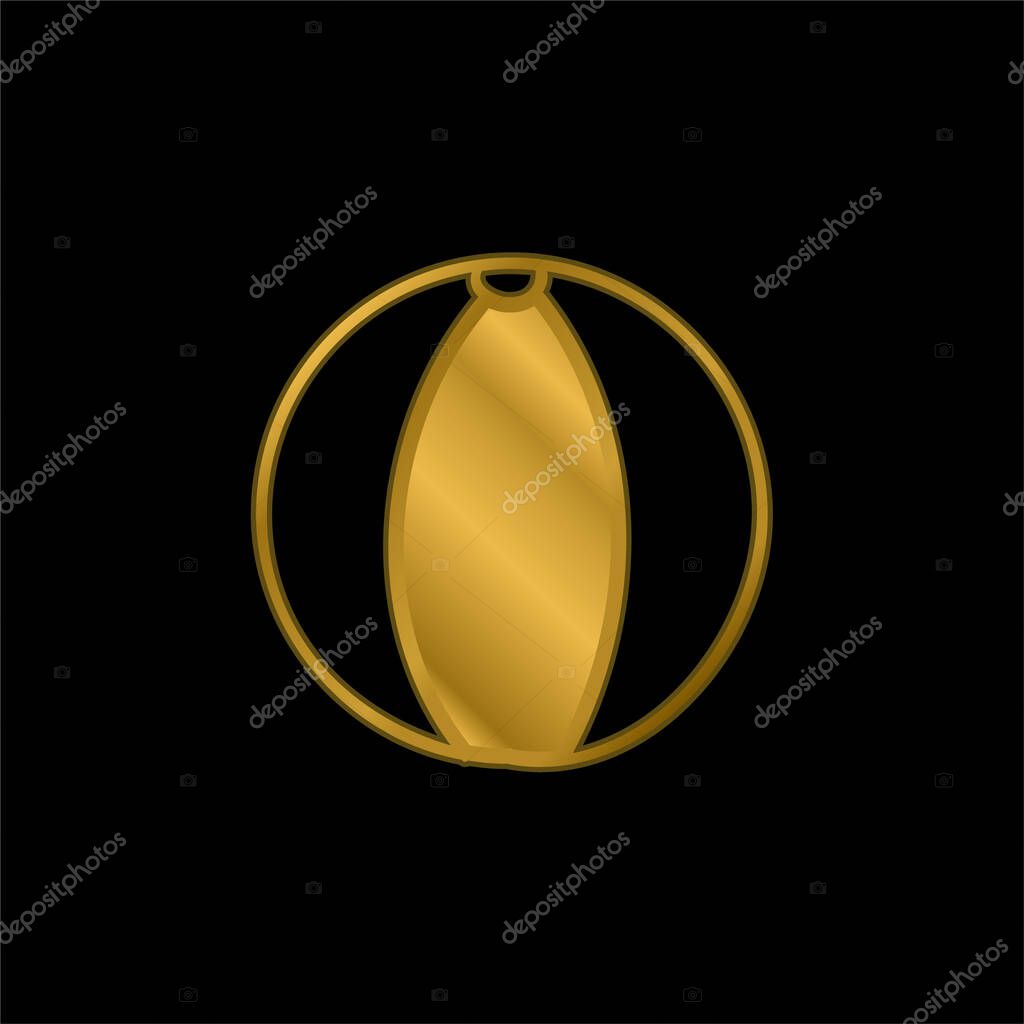 Beach Ball gold plated metalic icon or logo vector