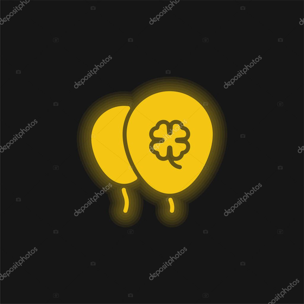 Balloon yellow glowing neon icon