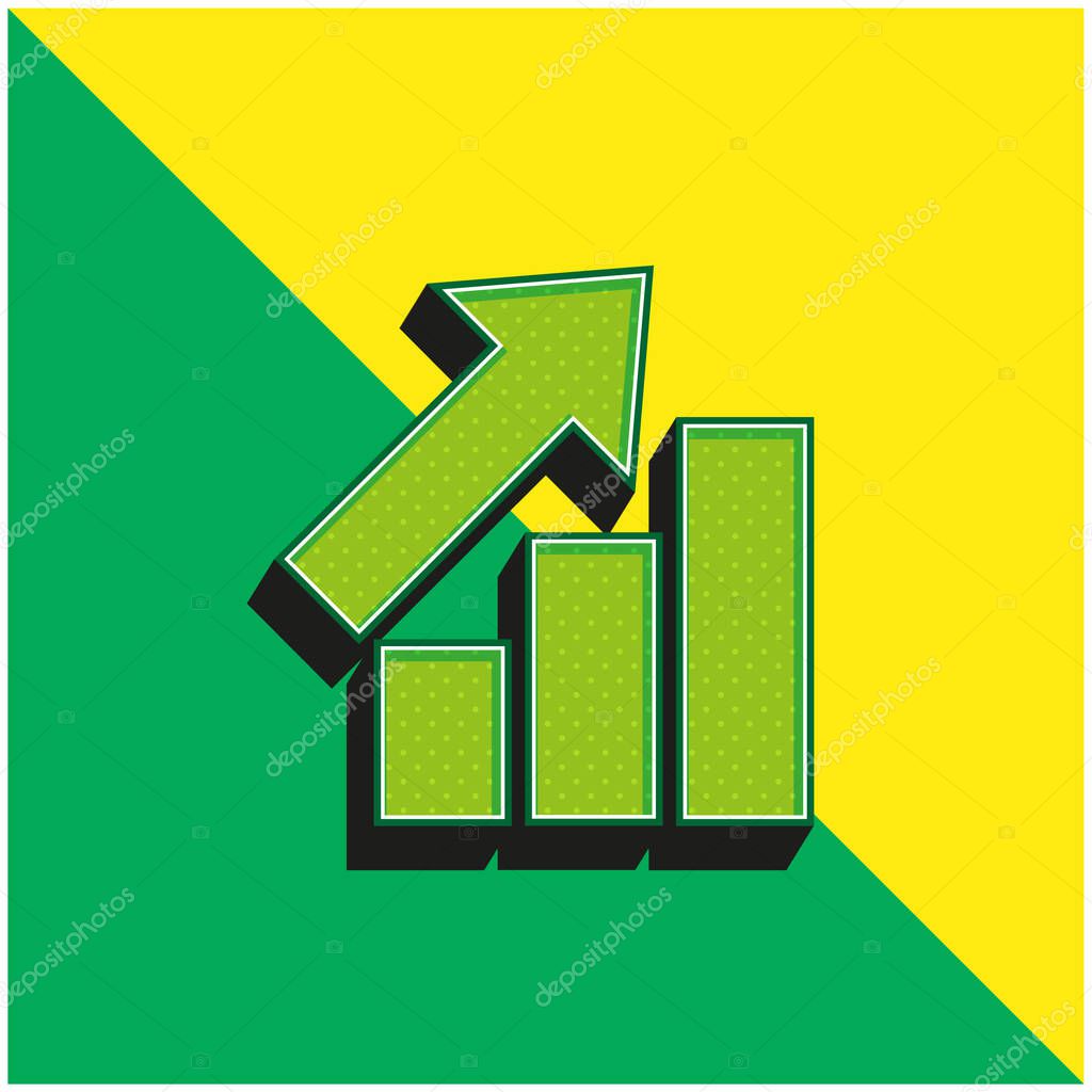 Bars Graphic With Ascendant Arrow Green and yellow modern 3d vector icon logo