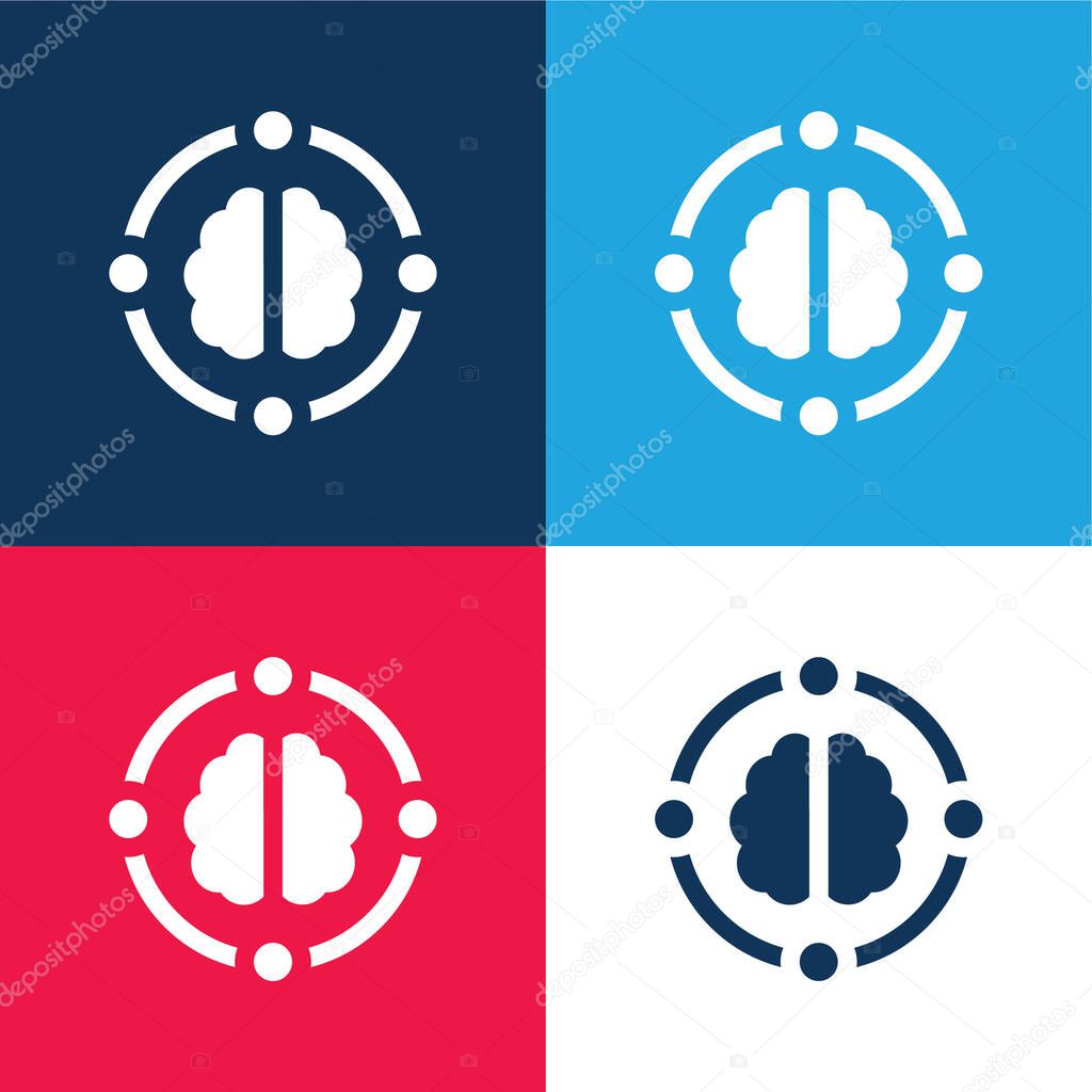 AI blue and red four color minimal icon set