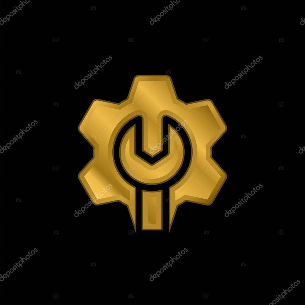 Admin gold plated metalic icon or logo vector