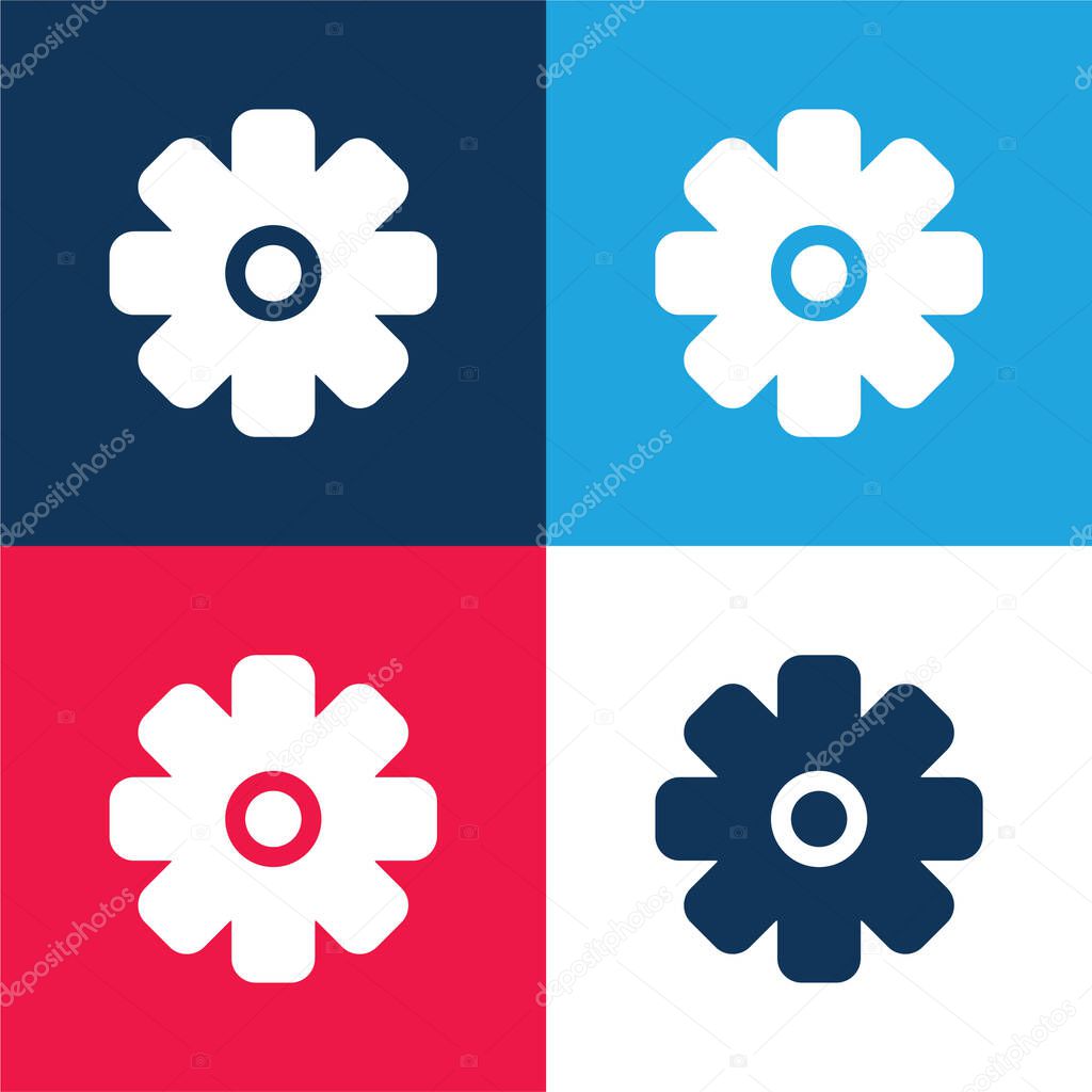 Big Cogwheel blue and red four color minimal icon set