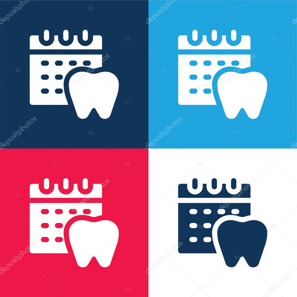 Appointment blue and red four color minimal icon set