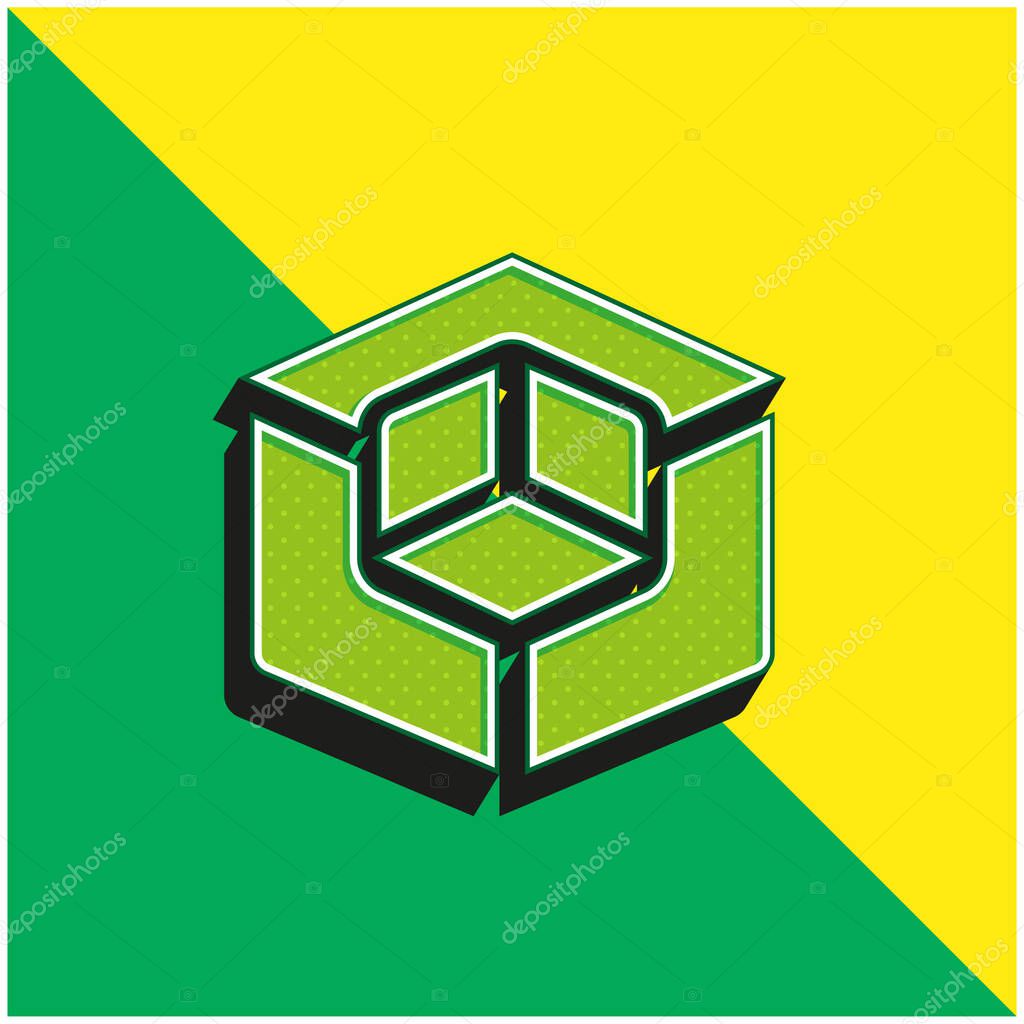 3d Modeling Green and yellow modern 3d vector icon logo