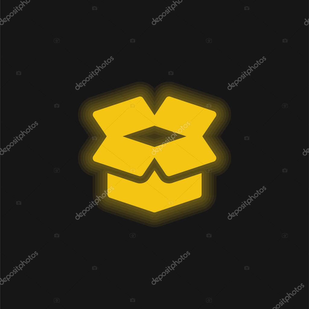 Box yellow glowing neon icon