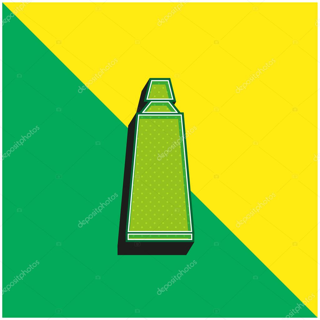 Bathroom Toothpaste Tube Green and yellow modern 3d vector icon logo