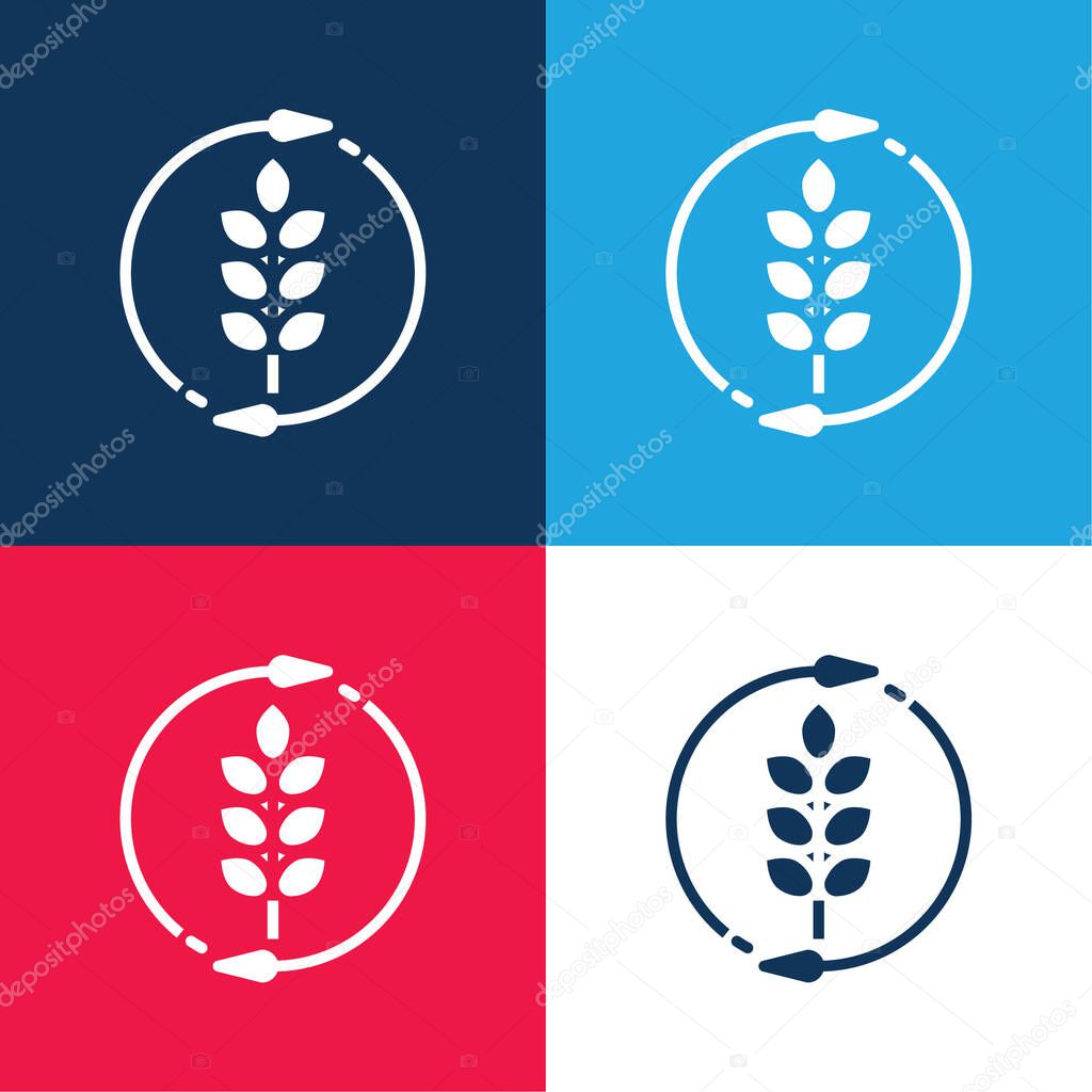 Agronomy blue and red four color minimal icon set