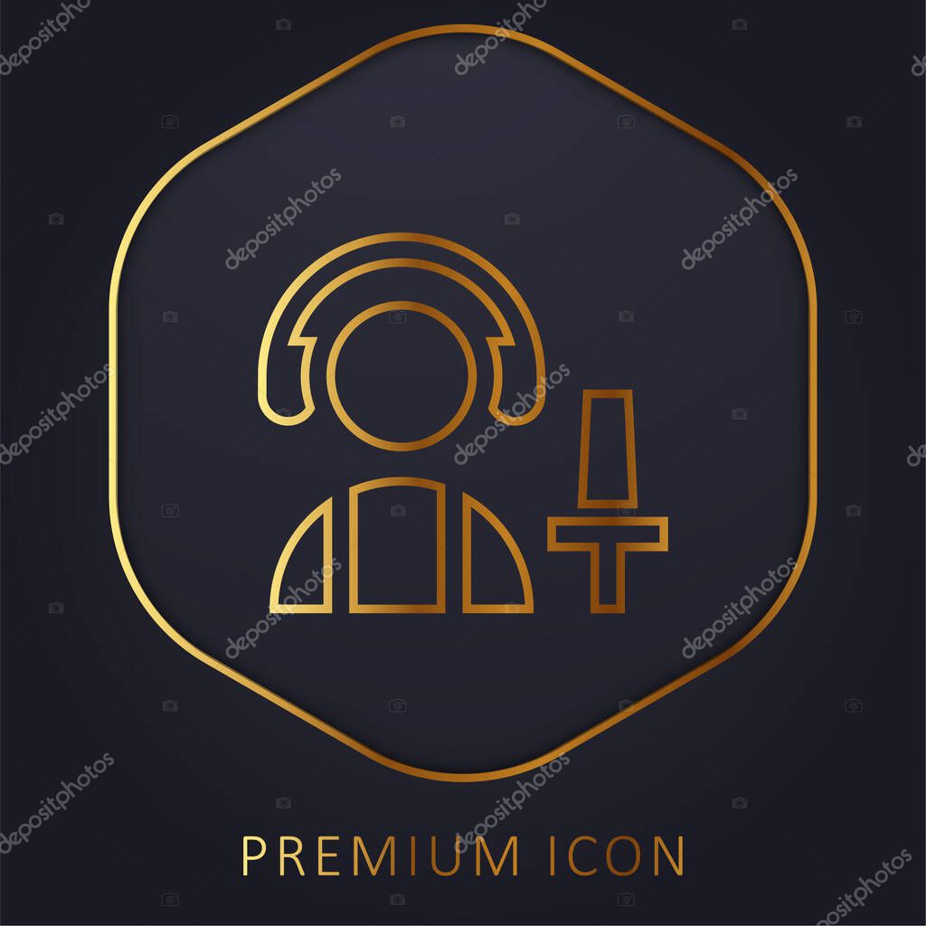 Aircraft golden line premium logo or icon