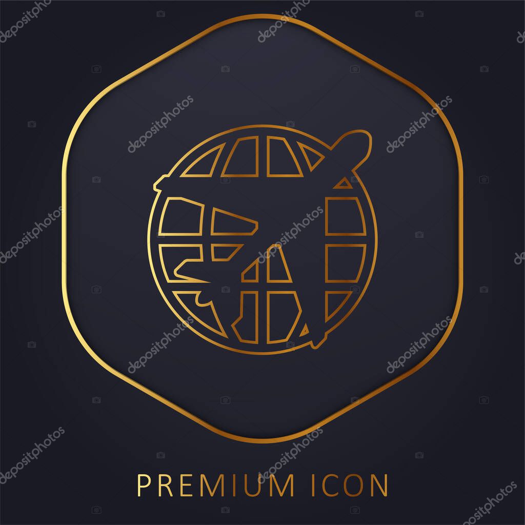 Airport golden line premium logo or icon