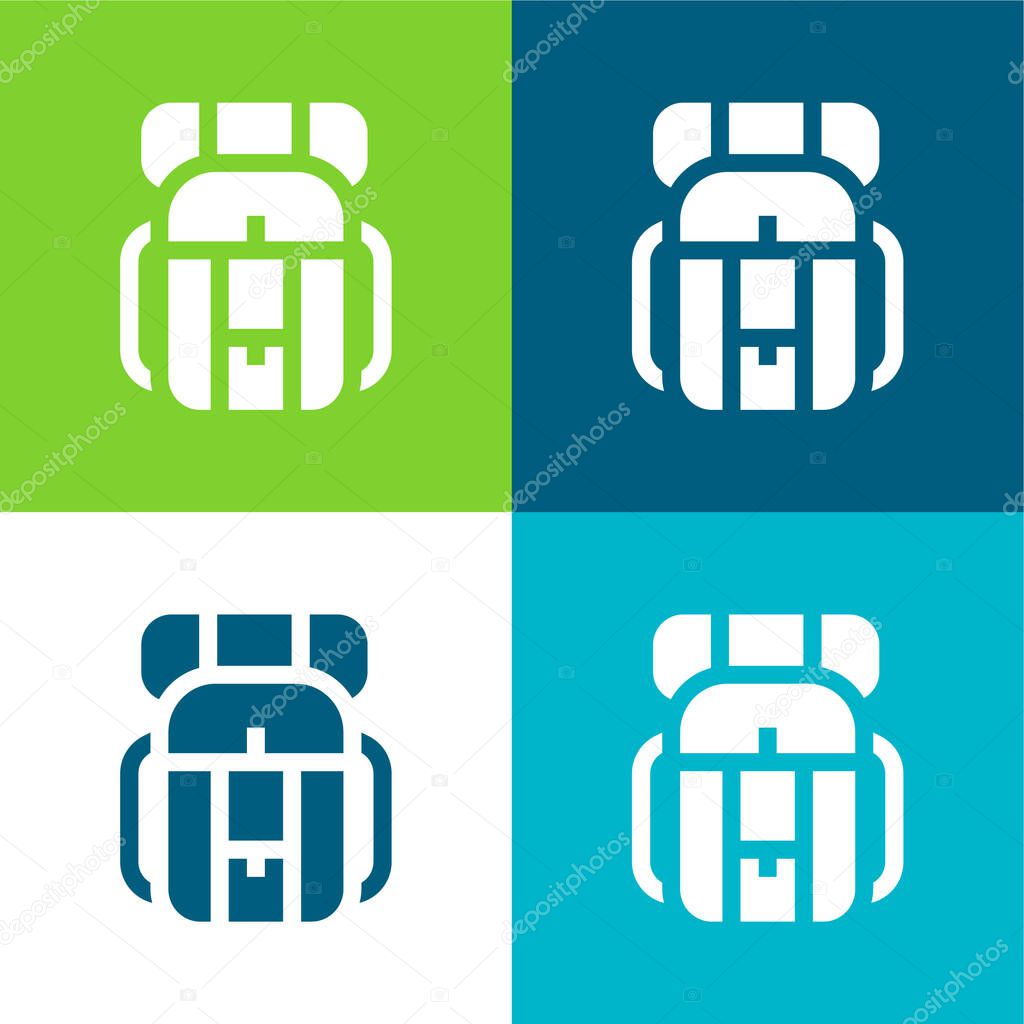 Backpack Flat four color minimal icon set