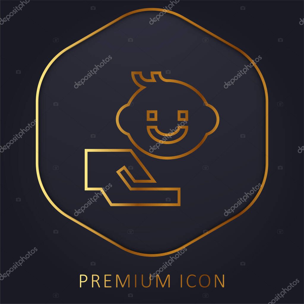 Baby Boy golden line premium logo or icon