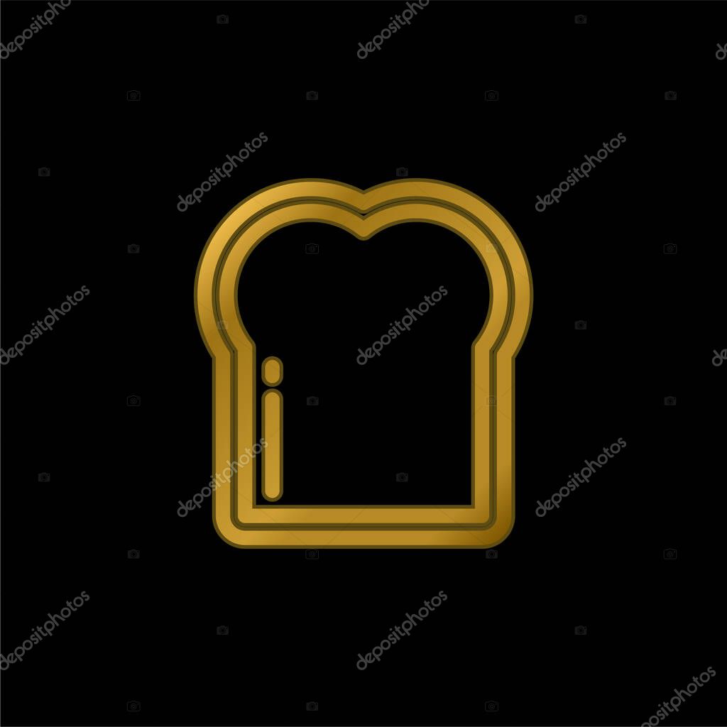 Bread gold plated metalic icon or logo vector